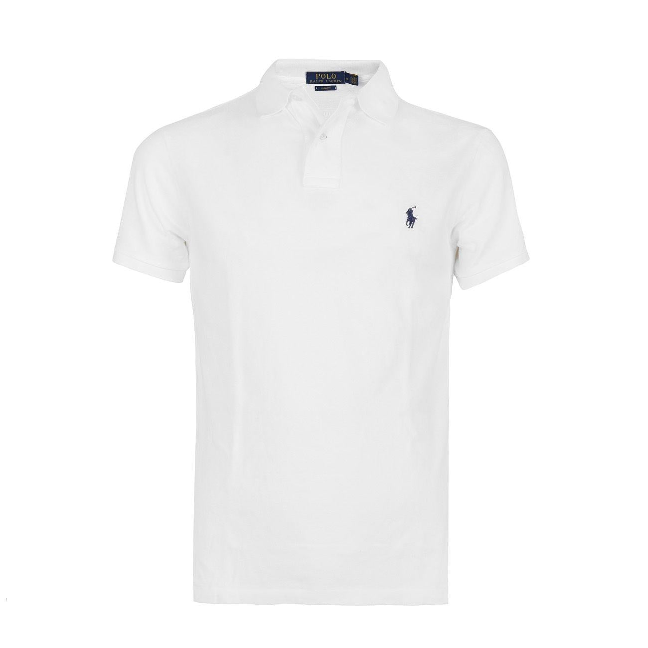 POLO U. SLIM FIT MM PIQUET RL 710548797 001 WHITE POLO RALPH LAUREN 