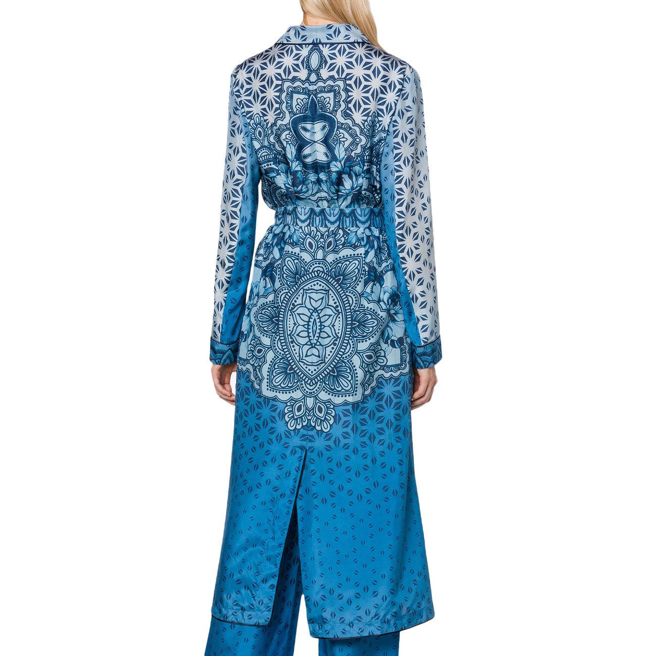 Spolverino Lungo Seta Habotai A061216431298 BLU ALBERTA FERRETTI 