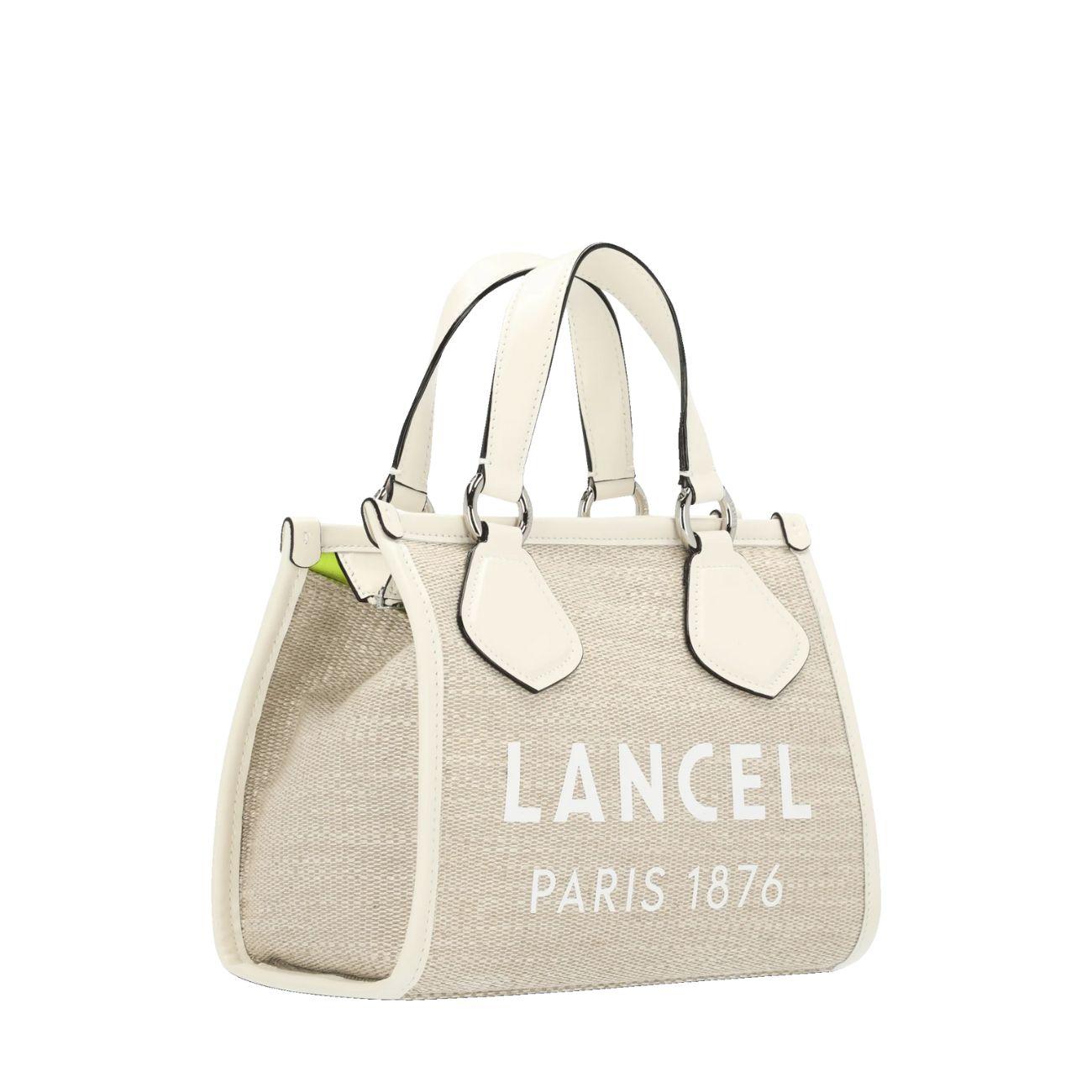 BORSA D. SUMMER TOTE S CABAS ETE TESS+PROF IN PELLE LANCEL A12006 5Z NATUR/BLANC LANCEL 