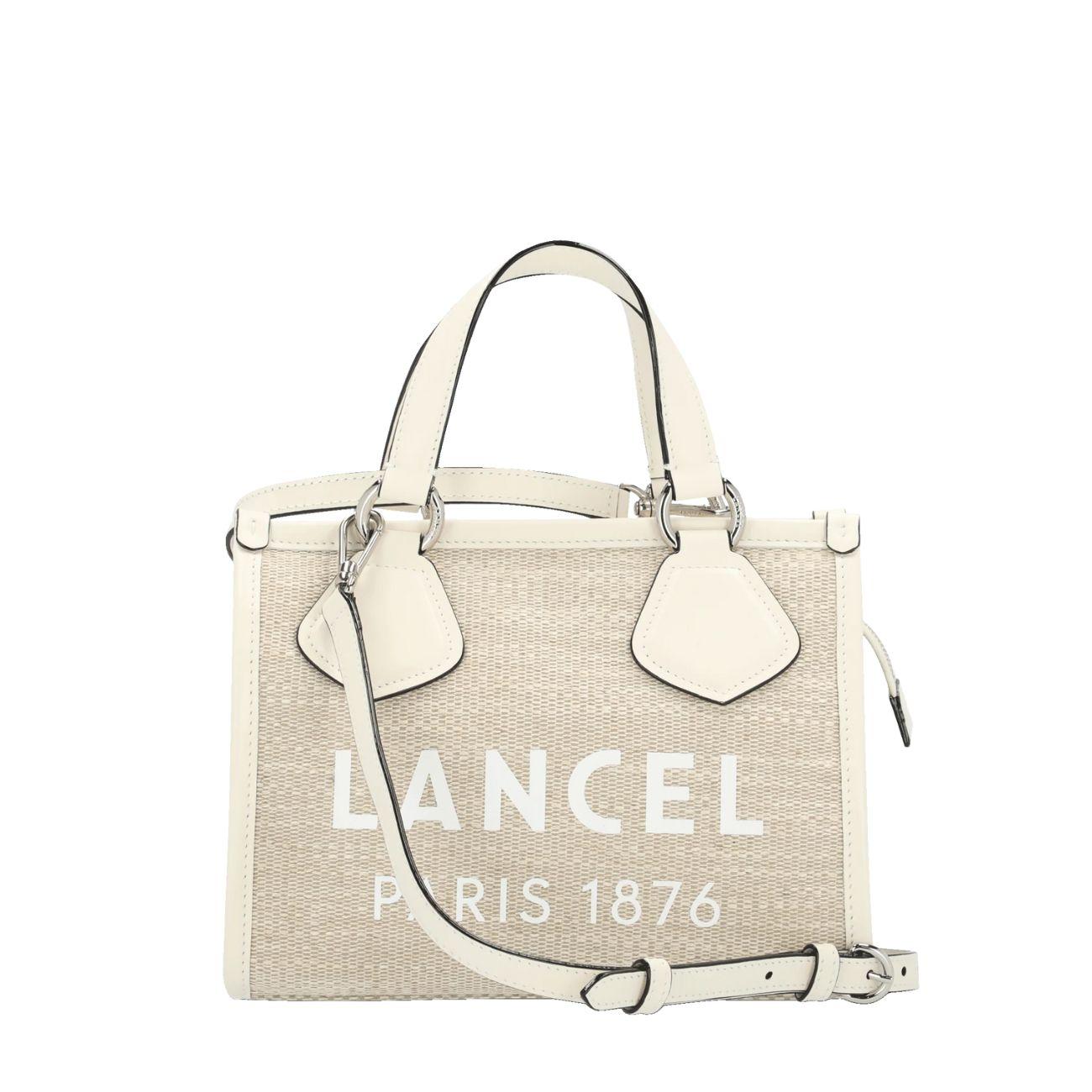 BORSA D. SUMMER TOTE S CABAS ETE TESS+PROF IN PELLE LANCEL A12006 5Z NATUR/BLANC LANCEL 