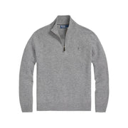 Pullover Mezza Zip In Lana Merino Uomo Fawn Grey Heather 710876756 009 FAWN GREY HEATHER POLO RALPH LAUREN 