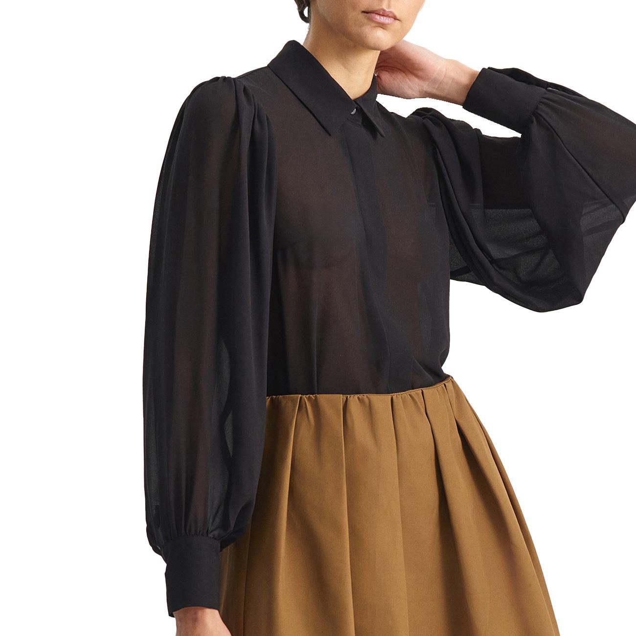 Camicia Semitrasparente Con Maniche A Sbuffo EFW250137 NERO ELEH 