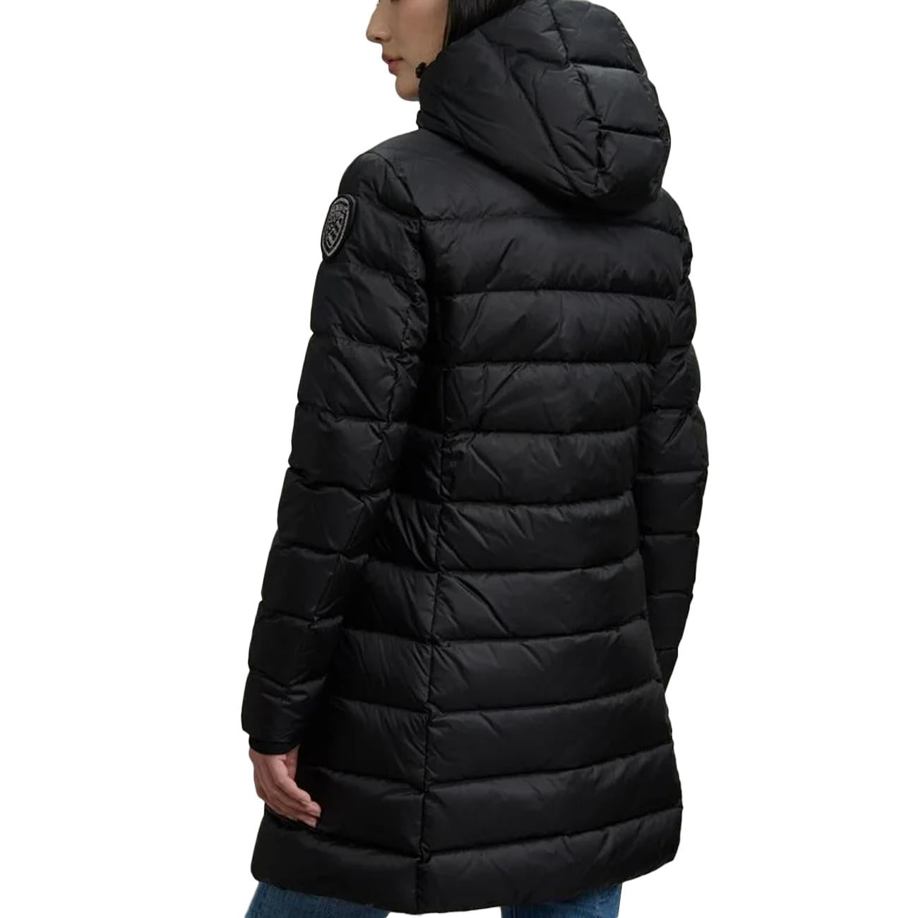 Piumino Lungo Agnes A Righe 25WBLDK03102-006047 999EI NERO BLAUER 