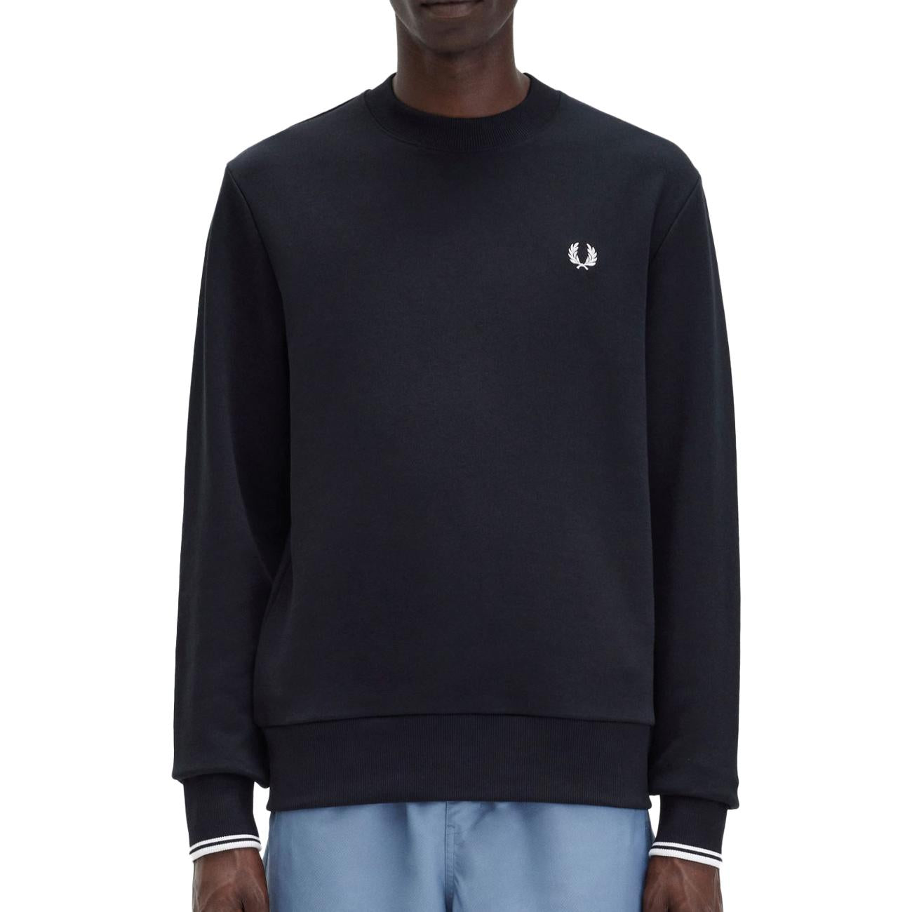 FELPA U. GC M/L COTONE C/PROF. IN CONTRASTO FRED PERRY M7535 184 NERO FRED PERRY 