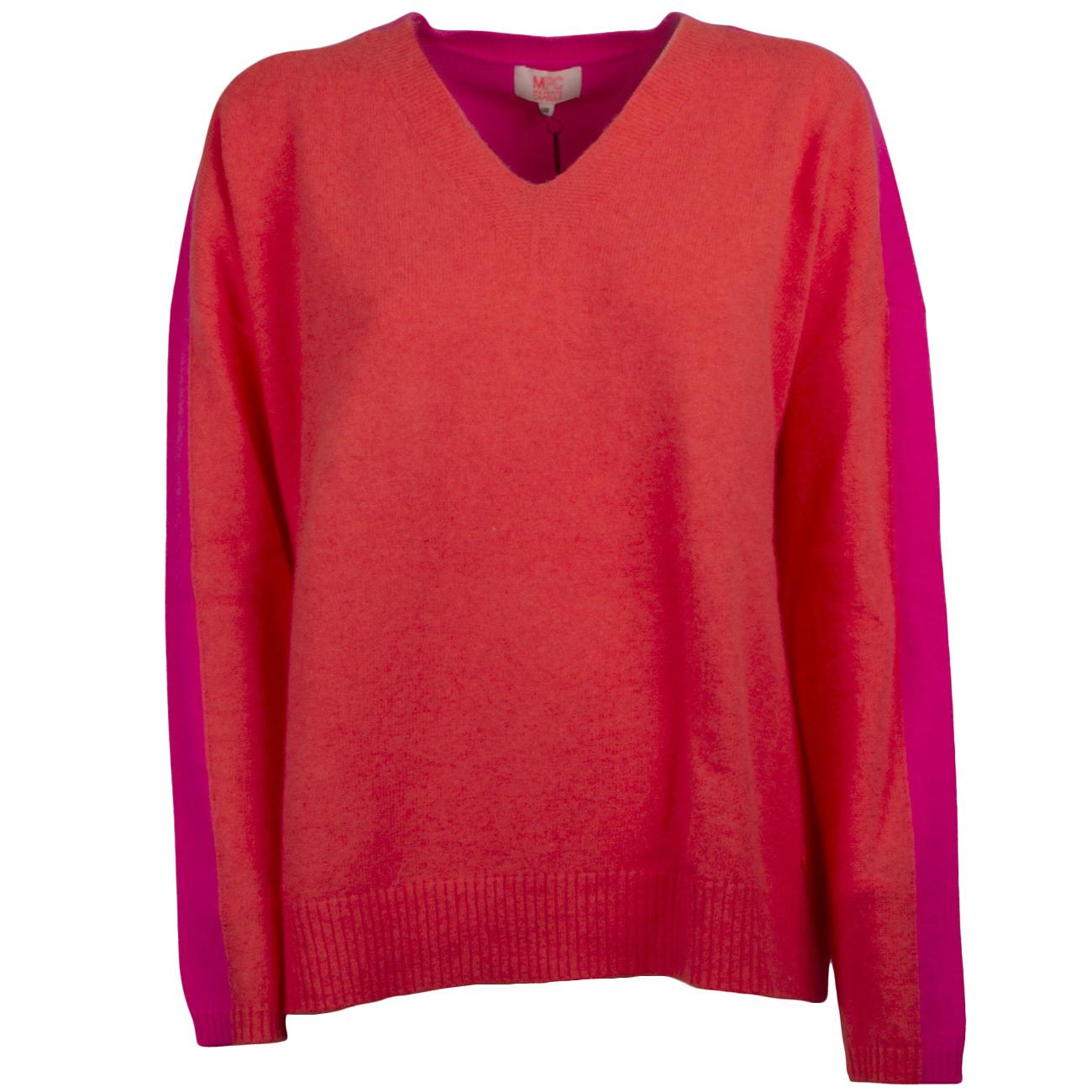 Pullover scollo a V MHE221 50 FUCSIA MA PETITE CAPSULE 