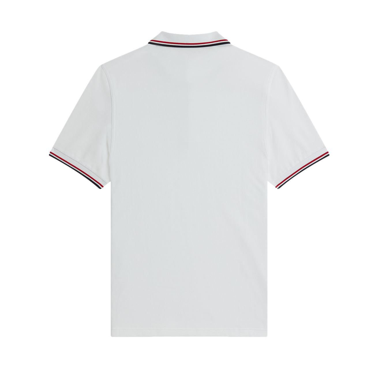 Polo Twin Tipped Uomo White Bright Red Navy M360045 748 WHT/BRT RED/NVY FRED PERRY 