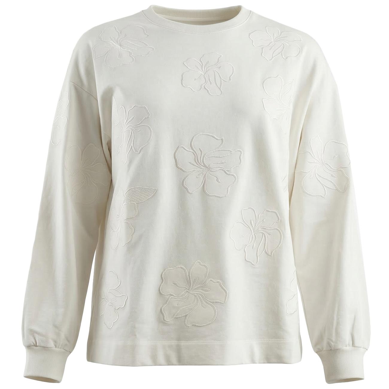 Felpa Girocollo Con Inserti Floreali G891Z000556N 011 OFF WHITE ELENA MIRO' 