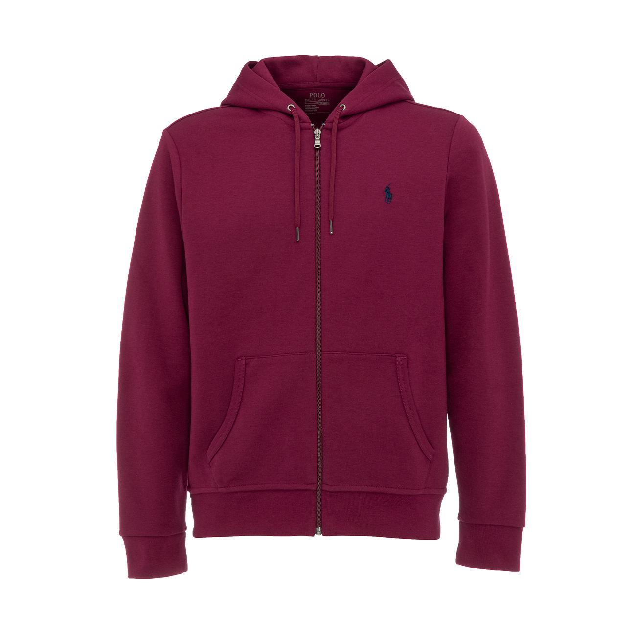 Felpa Fullzip Con Cappuccio In Cotone Tecnico Uomo Bordeaux Red 710652313 026 BOURDEAUX RED POLO RALPH LAUREN 