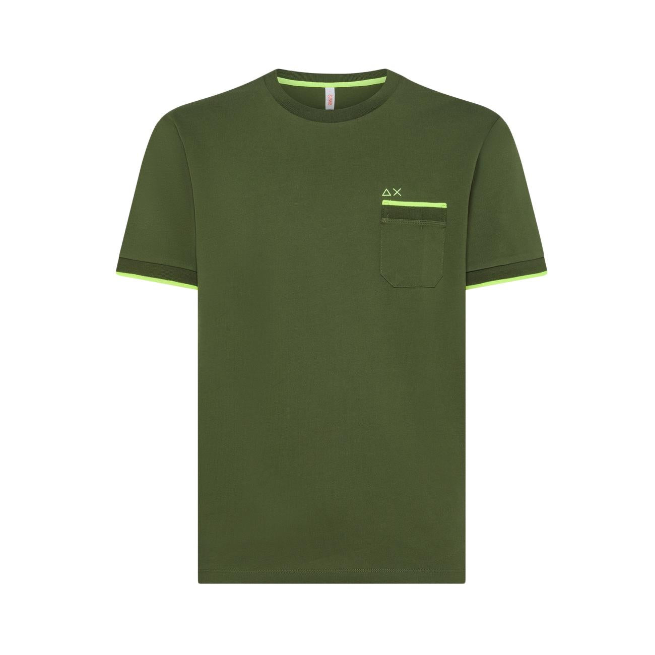 T-Shirt Profili Sottili Uomo Verde T34124 37 VERDE SUN68 