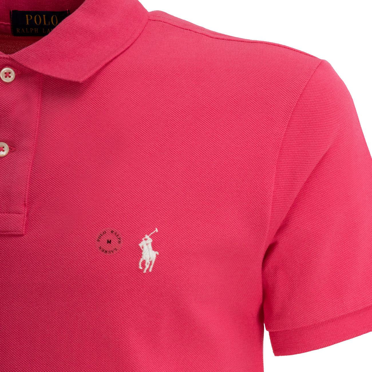 Polo Slim 2 Bottoni In Cotone Piquet Uomo Pink 710795080 012 PINK POLO RALPH LAUREN 