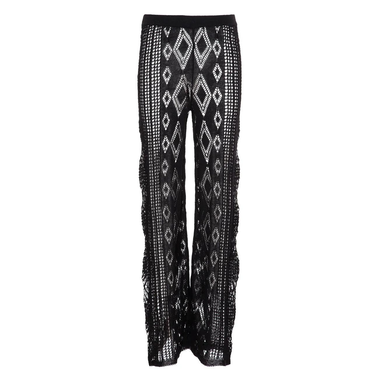 PANTALONE PUNTO PIZZO LINO AKEP PTKD01050 NERO AKEP 