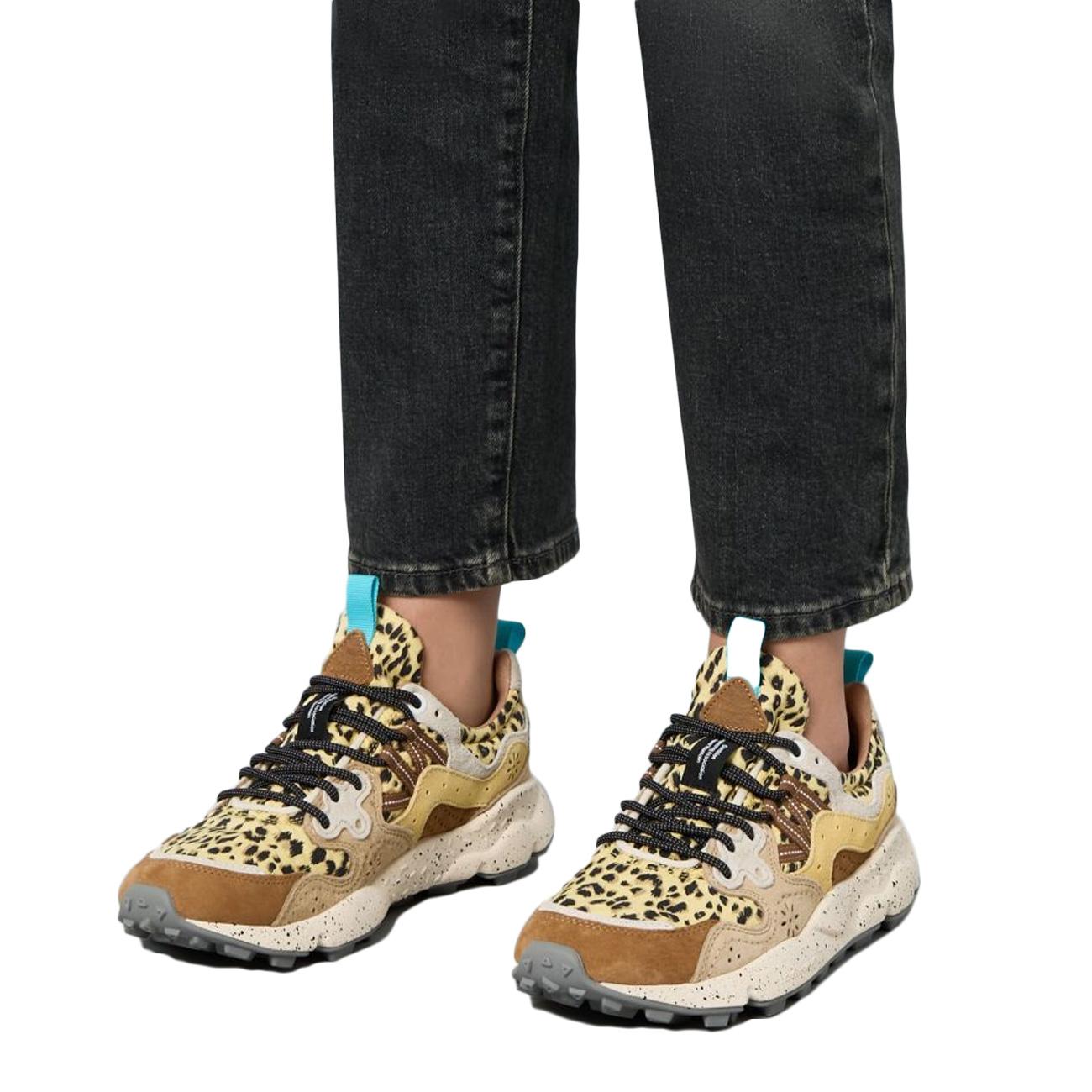 Sneakers Yamano 3 Stampa Leopardata Unisex Marrone Taupe 4D11001201781841 BROWN/TAUPE FLOWER MOUNTAIN 