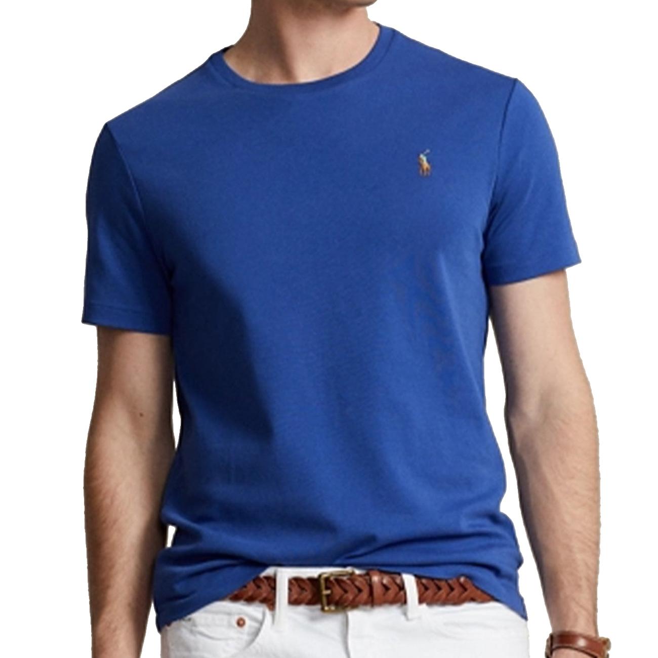 T-Shirt In Cotone Custom Slim Fit Uomo Beach Royal 710740727 077 BEACH ROYAL POLO RALPH LAUREN 