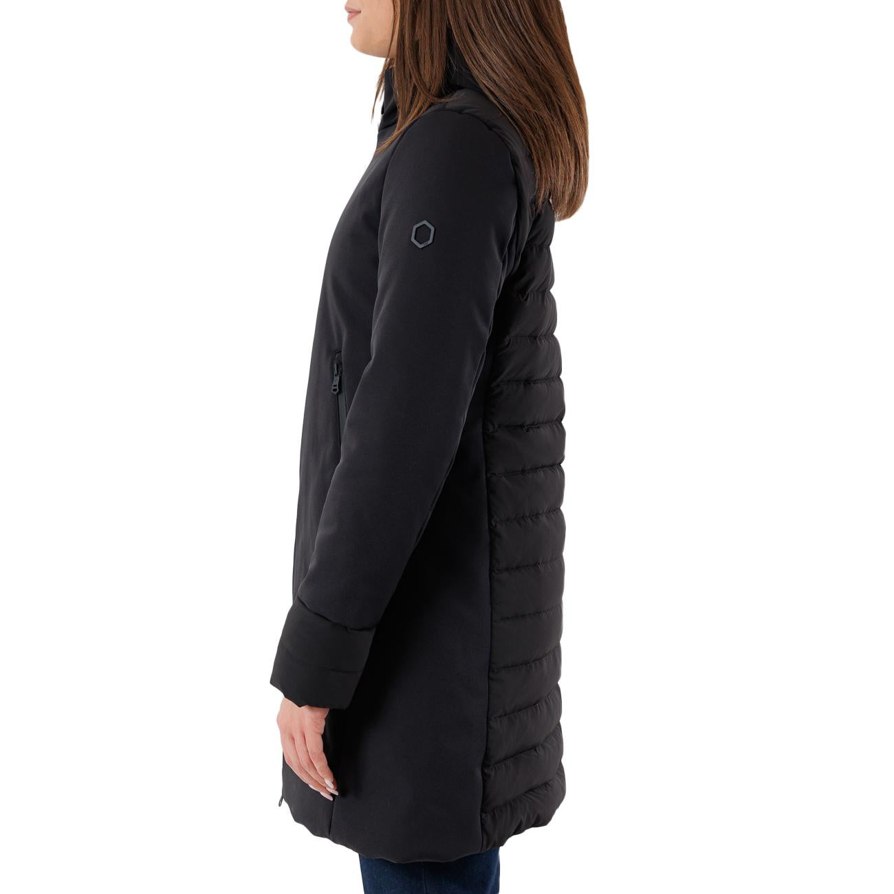 Piumino Lungo Liscio Con Cappuccio XD6751 TP20 DIAMANTE NERO HOX 