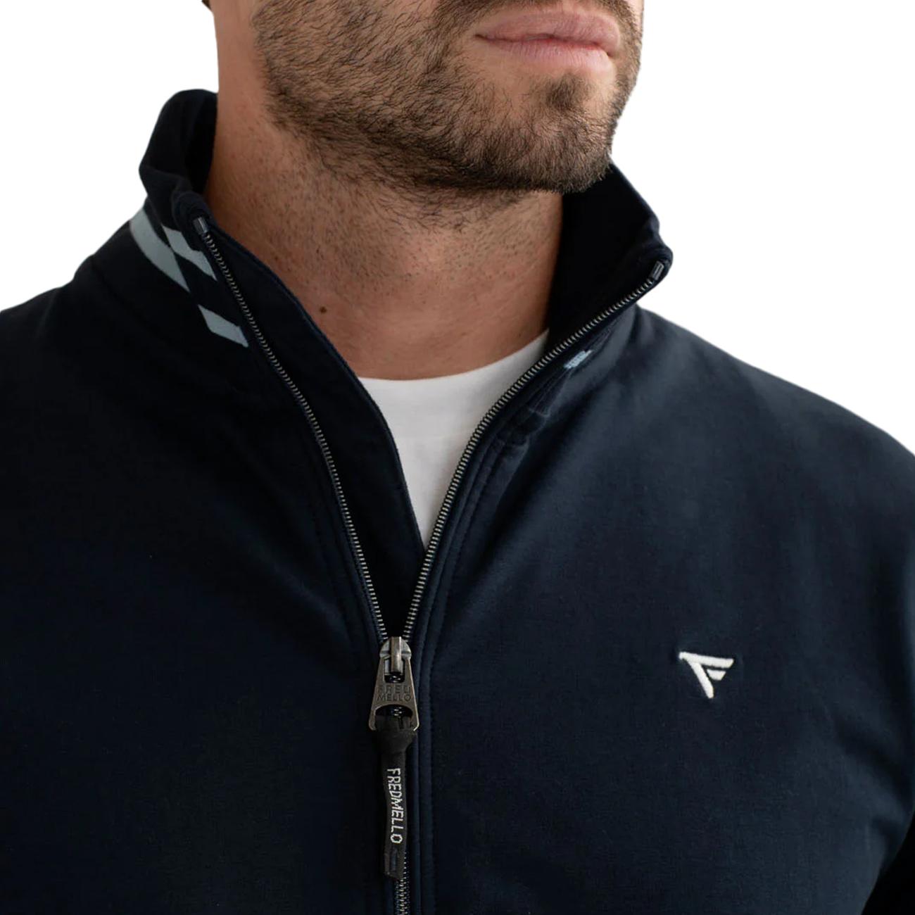 Felpa Full Zip Con Collo In Piedi FM25W03FZ A0601 BLUE FRED MELLO 