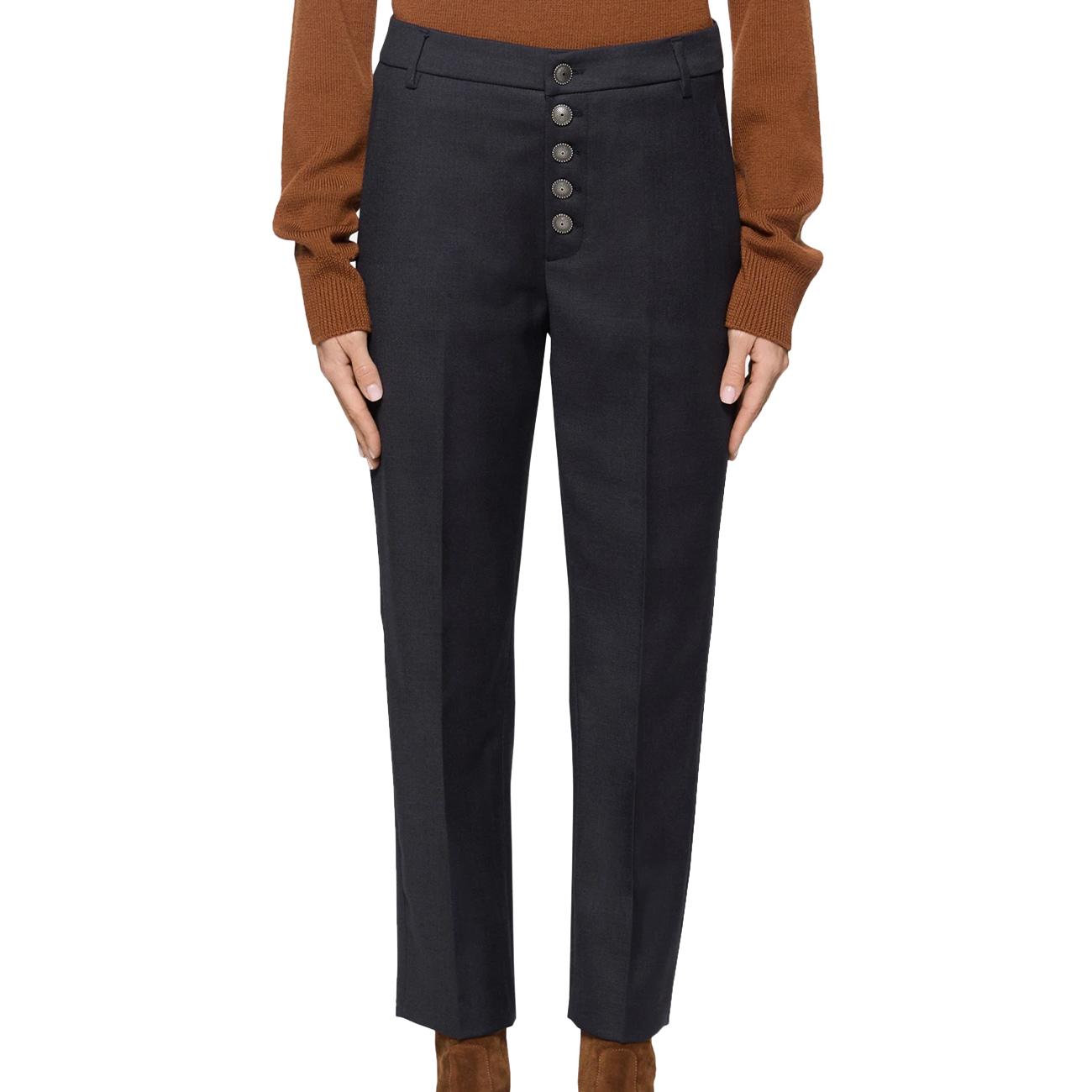 Pantaloni Nima In Lana DP576 WF0178D XXX 890 BLU/BLACK DONDUP 