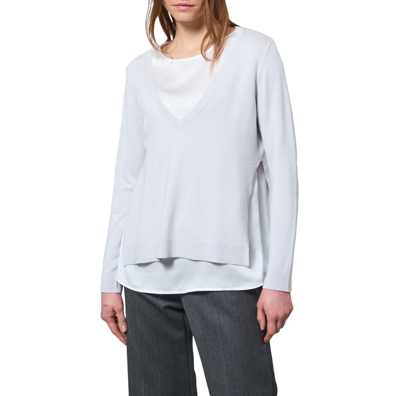 Maglia Con Scollo V In Viscosa E Top In Seta 1061 009 PERLA MAIDA MILA 