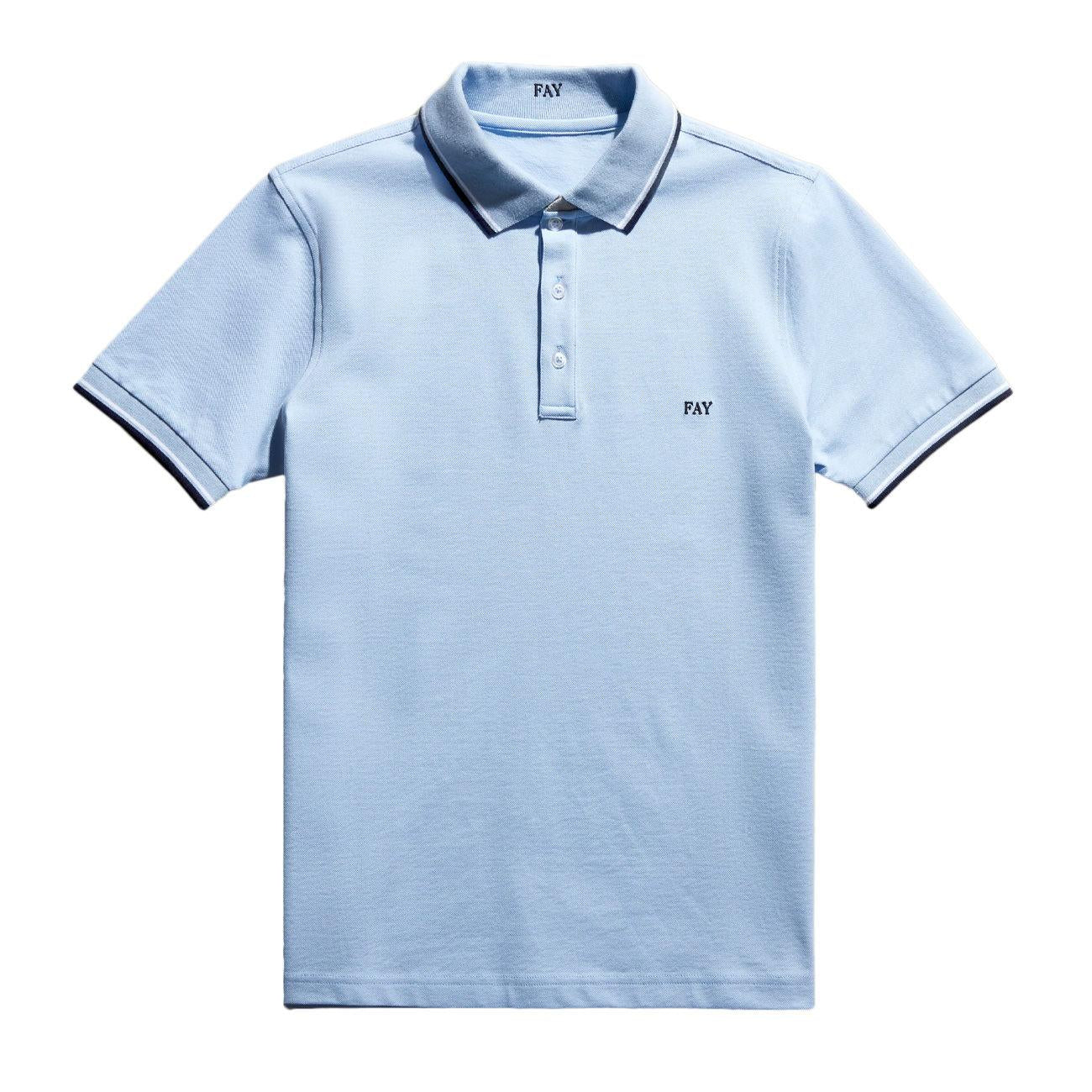 FAY Polo Stretch Db Collar Uomo Azzurro NPMB246140STDWU601 AZZURRO 