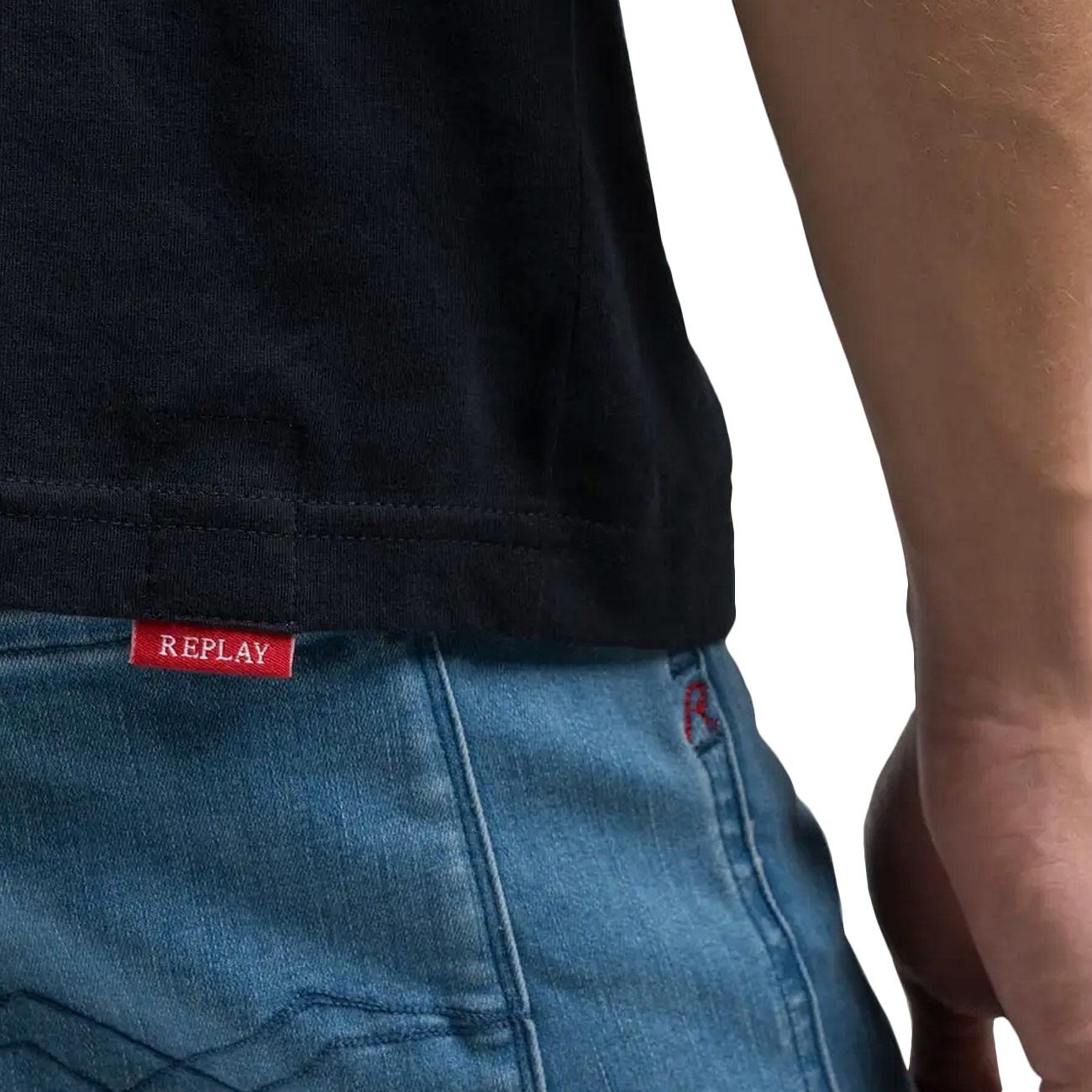 REPLAY T-Shirt In Jersey Con Ricamo R Uomo Blu Scuro M3015.000.2660 970 DARK BLUE 