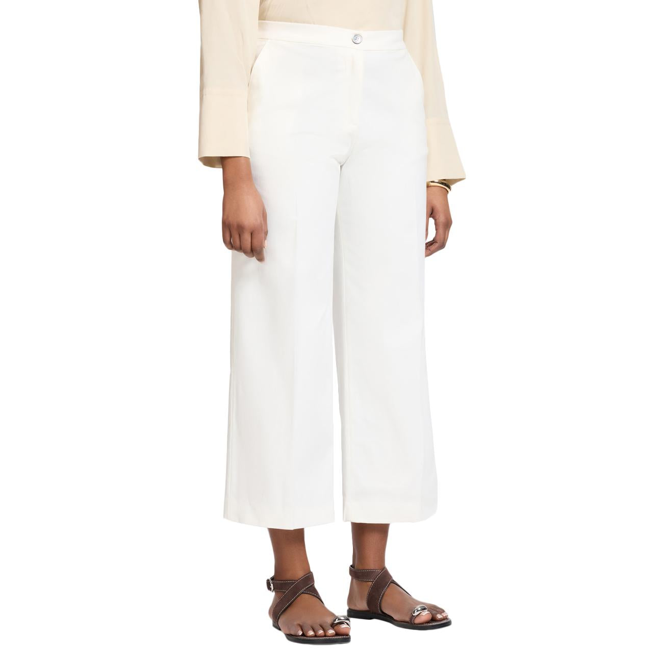 Pantaloni Cropped In Gabardina P020P000470N 011 AVORIO ELENA MIRO' 