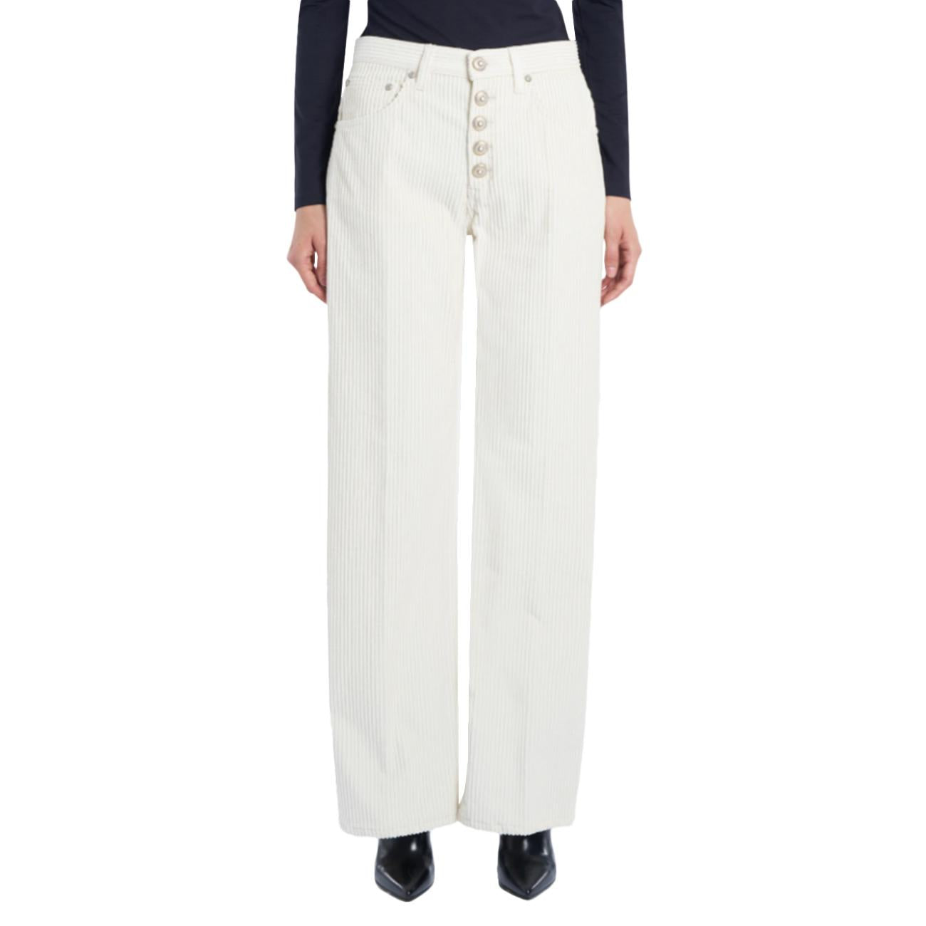 Pantalone Jacklyn Bottone Gioiello In Velluto A Costa DP427B-VS0031D-XXX-DD-W25 017 panna DONDUP 