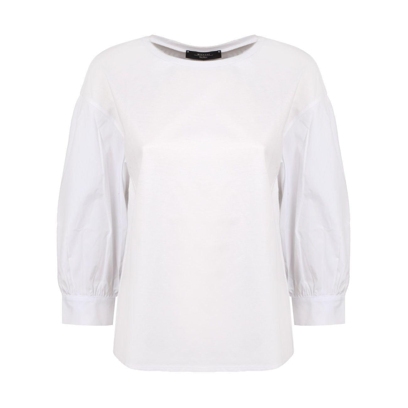 MAX MARA WEEKEND T-Shirt Sax Con Scollo A Barca E Maniche In Popeline Donna Bianco MM/SAX 001BIANCO 