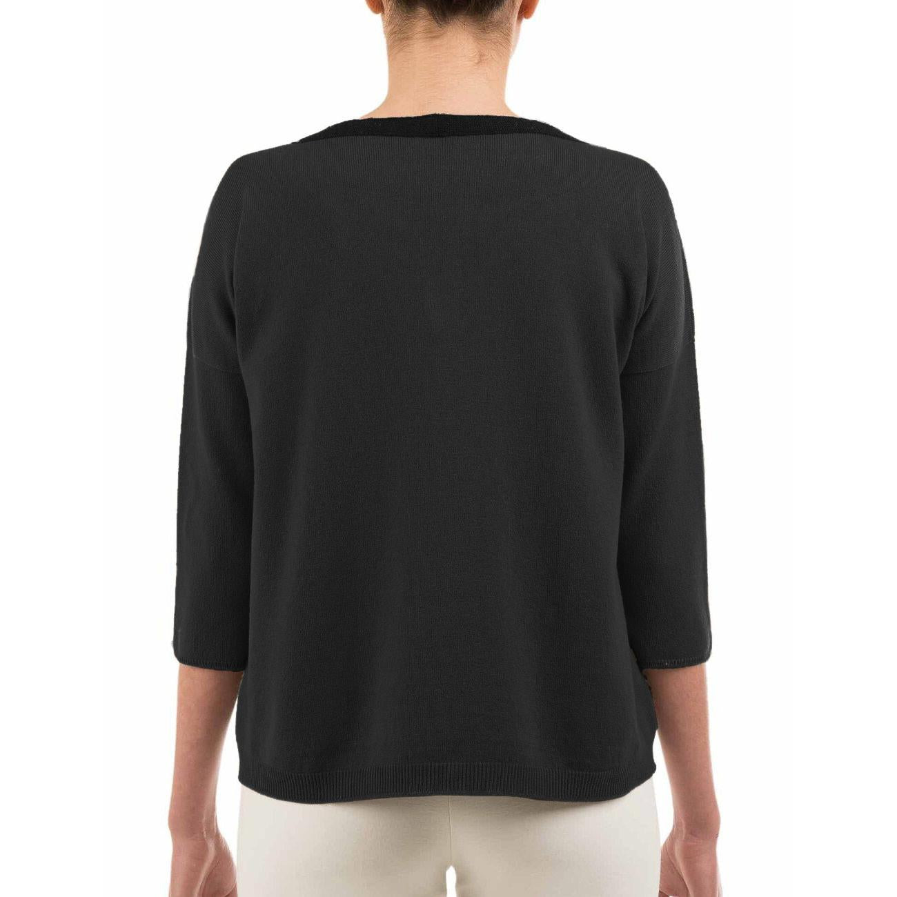 Pullover D. Scol.Barca M. 3/4 Lana/Cashmere Le Tricot Perugia 46546 999 BLACK LE TRICOT PERUGIA 