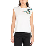 Top Smanicato Con Applicazione Paillettes TSKD13193 BIANCO AKEP 