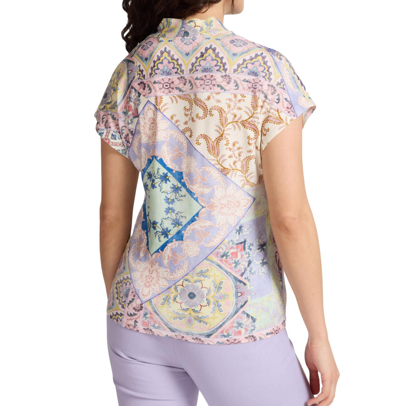 ELENA MIRO' T-shirt Stampata In Viscosa G098Z000619N 001 ROSA/LILLA/BEIGE 