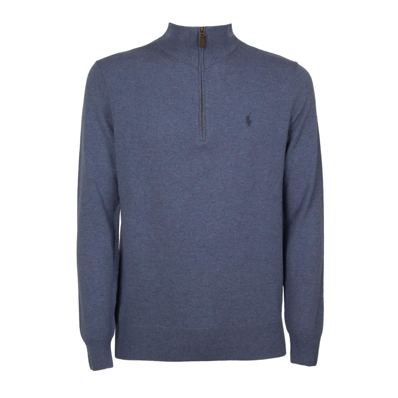 Pullover Mezza Zip In Lana Merino Uomo Twilight Blue 710876756 006 TWILIGHT BLUE HTHR POLO RALPH LAUREN 