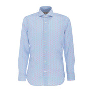 Camicia In Cotone Microfantasia Geometrica Uomo Bianco Blu Rosso GUG/1U4DFUR FB7BIANCO.BLU.ROSSO GUGLIELMINOTTI 
