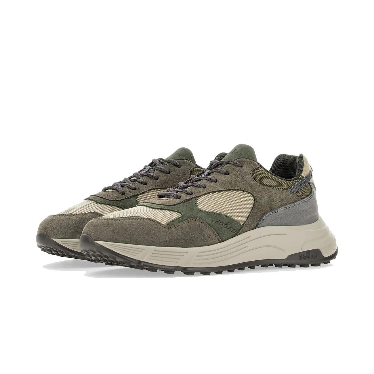 SCARPA U. HYPERLIGHT ALLACCIATO HOGAN HXM5630DM90MI1563Y VERDE/BEIGE/GRIGIO HOGAN 