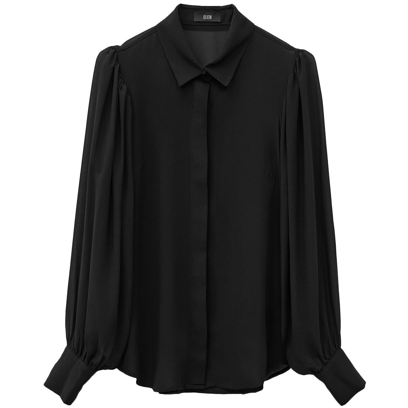 Camicia Semitrasparente Con Maniche A Sbuffo EFW250137 NERO ELEH 