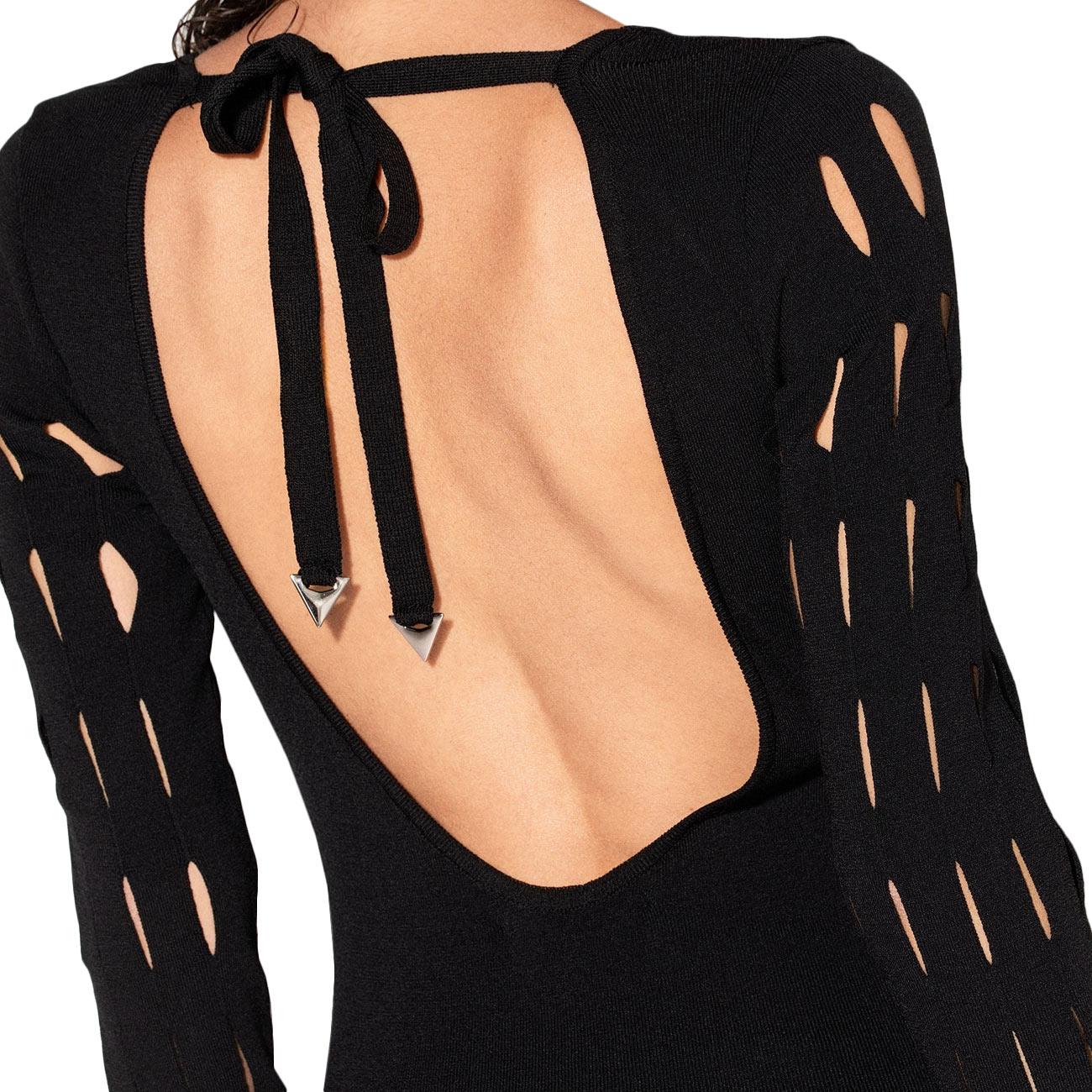 Abito Lungo Con Schiena Scoperta E Spacco VSKD13008 NERO AKEP 