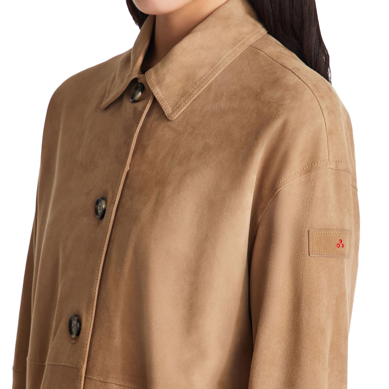 Camicia Lya Suede Ovesize In Pelle Scamosciata PED5562 99012407 794 TABACCO PEUTEREY 