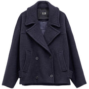 Cappotto Doppiopetto In Lana EFW250128 BLU ELEH 