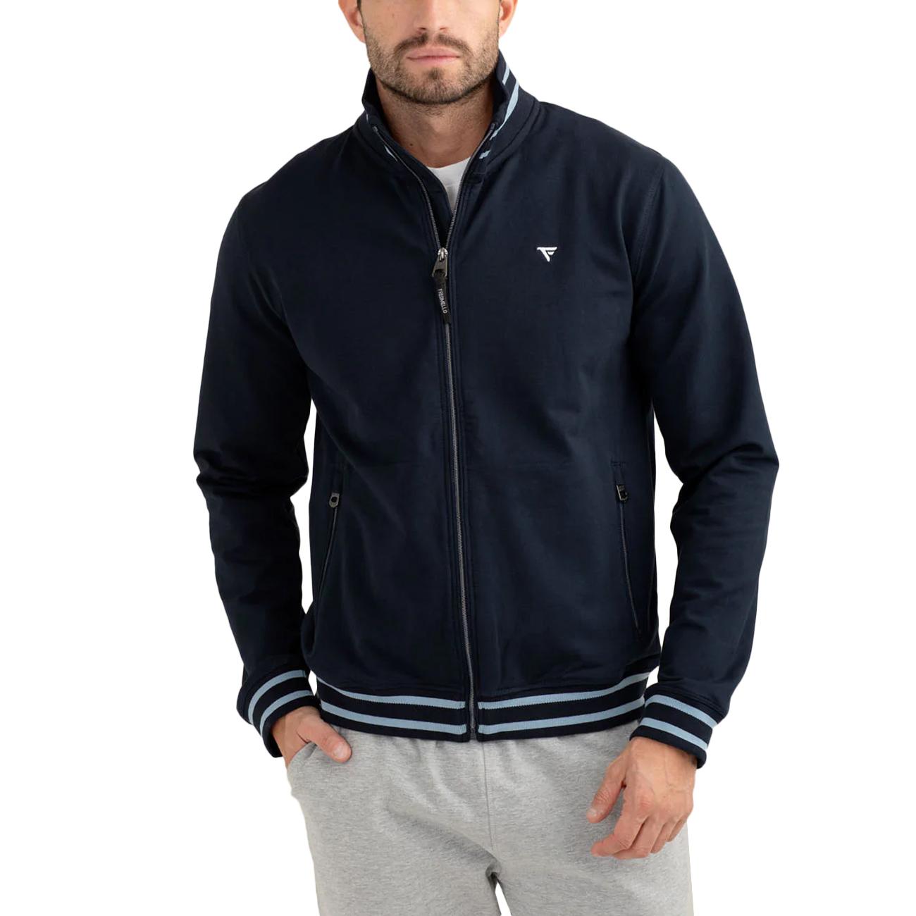 Felpa Full Zip Con Collo In Piedi FM25W03FZ A0601 BLUE FRED MELLO 