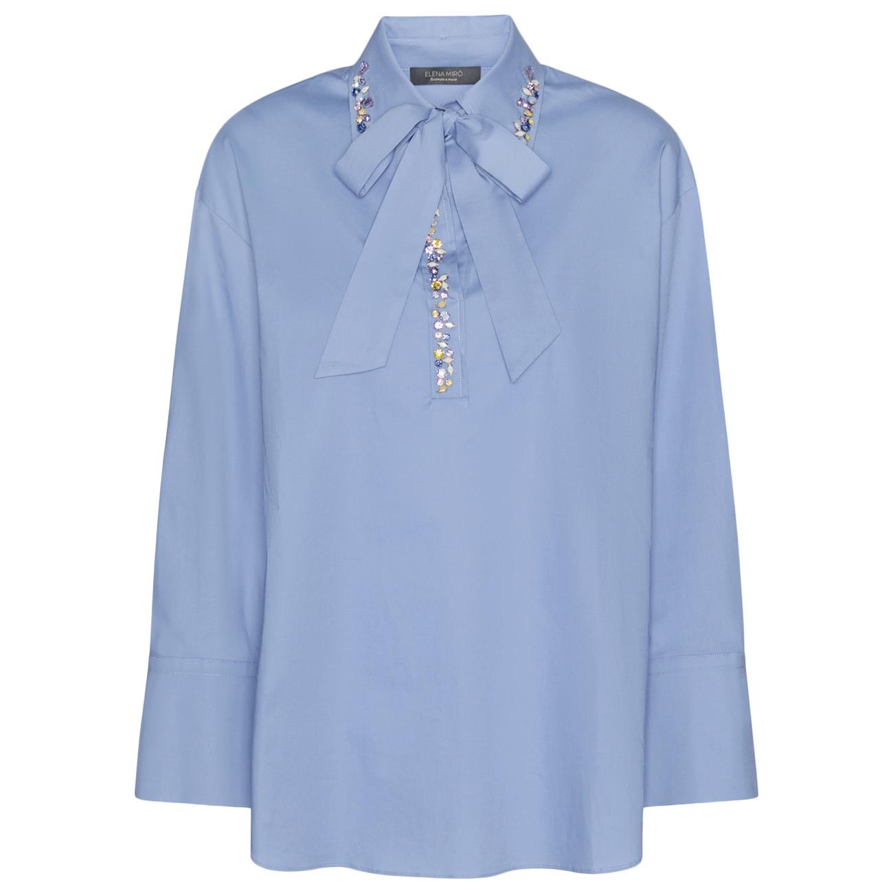 ELENA MIRO' Camicia In Popeline Con Cristalli 2040Z000020N 0F4 PERVINCA 