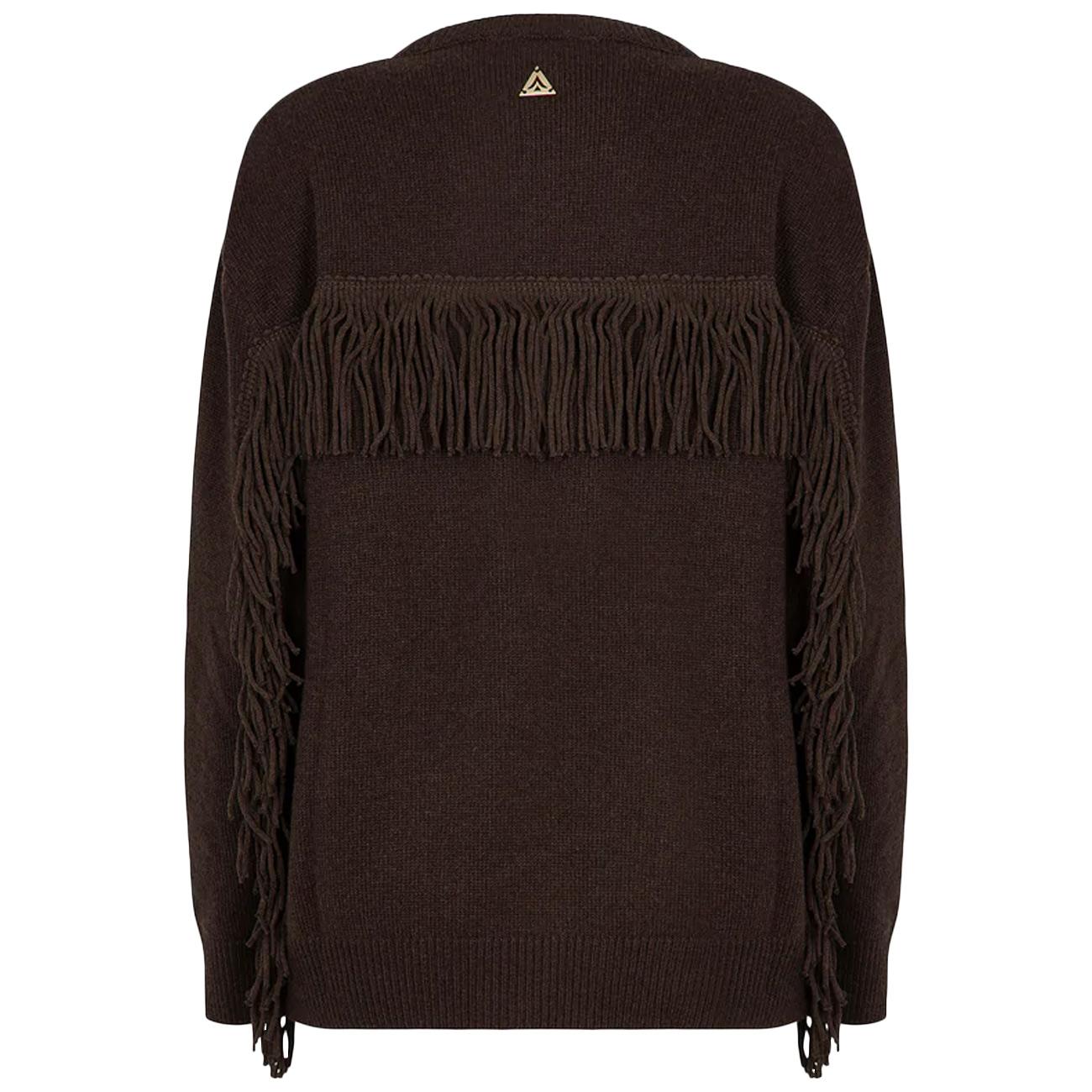 Girocollo In Maglia Rasata Con Frange MGKD11074 NERO AKEP 