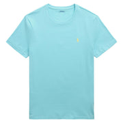 T-Shirt Girocollo Slim Fit Jersey Uomo Aqua Blue 710671438 407 AQUA BLUE/C1382 POLO RALPH LAUREN 