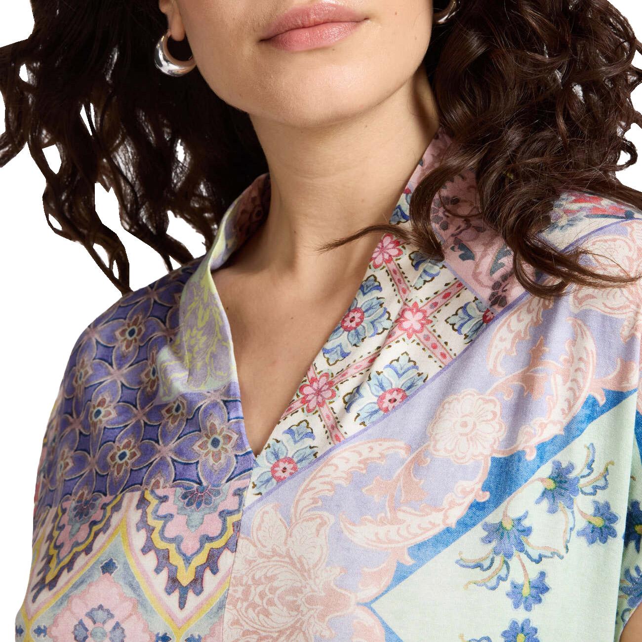 ELENA MIRO' T-shirt Stampata In Viscosa G098Z000619N 001 ROSA/LILLA/BEIGE 