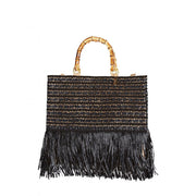 Borsa Capri Tote Rafia Media Donna Nera CAMN NERA LA MILANESA 