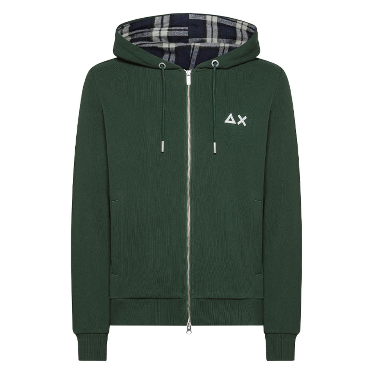 Felpa Con Zip A Contrasto Uomo Verde F43123 37 VERDE SUN68 