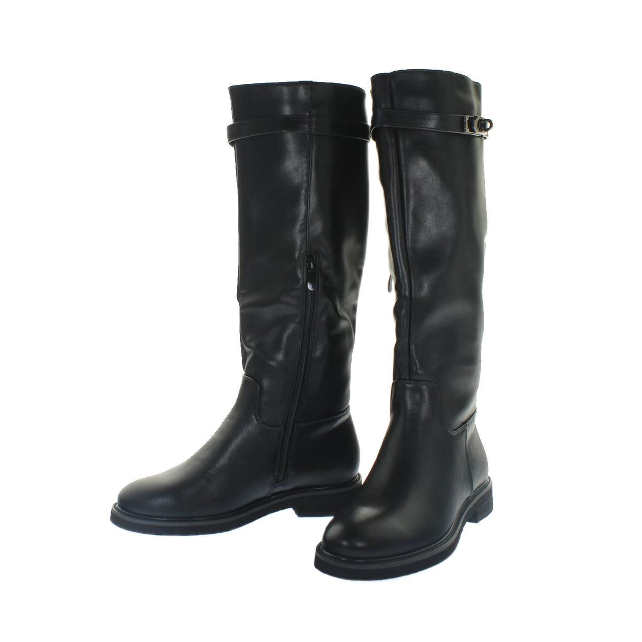 Stivali Alti Con Fibbia Sul Gambale Donna Nero 8313 NERO KHARISMA 