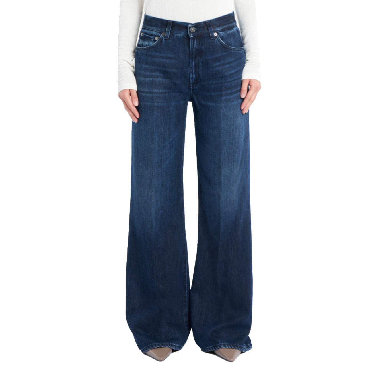 Jeans Amber A Gamba Larga In Denim Rigido DP619-DF0310D-LI9-DD-W25 800 DENIM DONDUP 