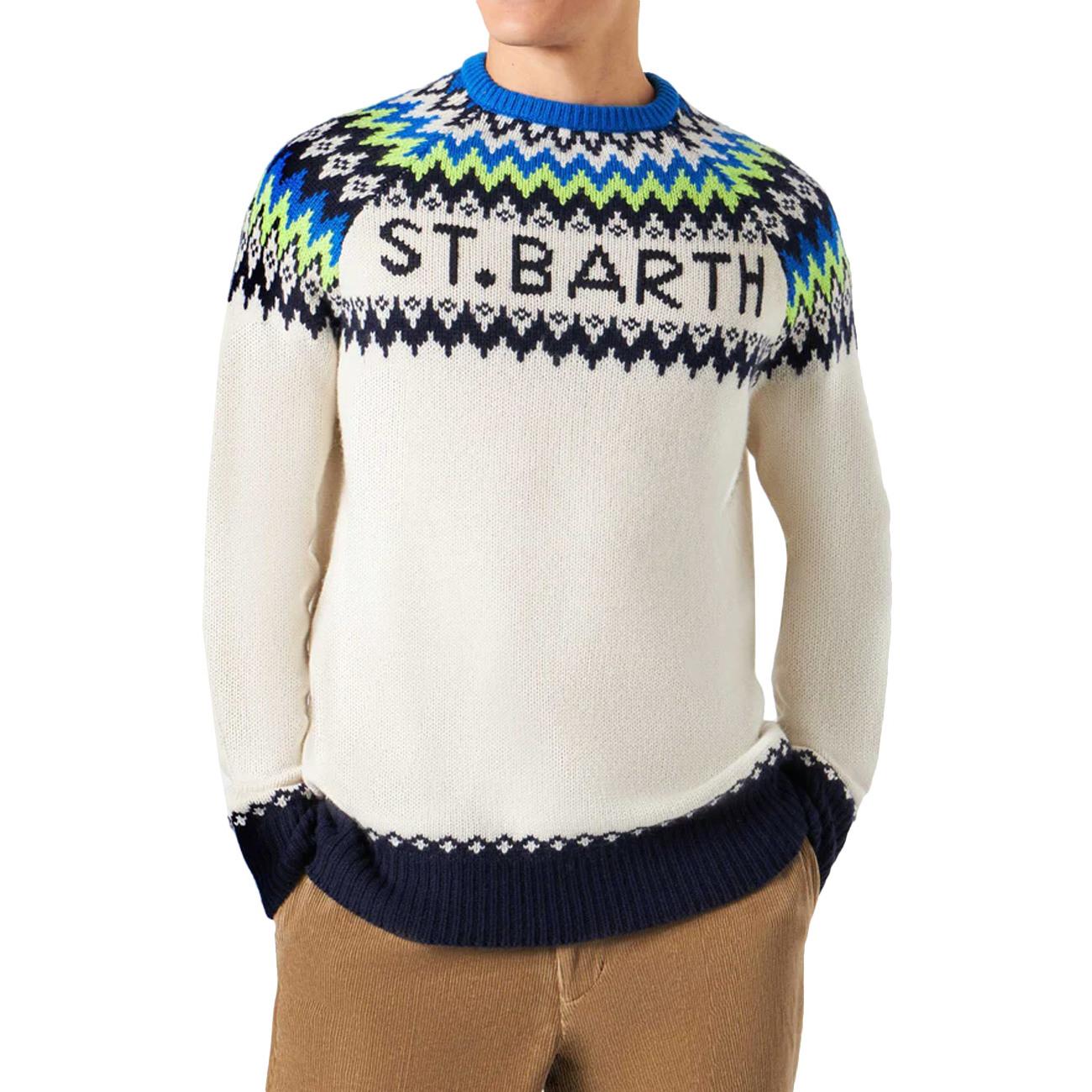 Maglione Girocollo Nordic Icelandic Uomo Bianco HER0014/00133C BIANCO MC2 SAINT BARTH 