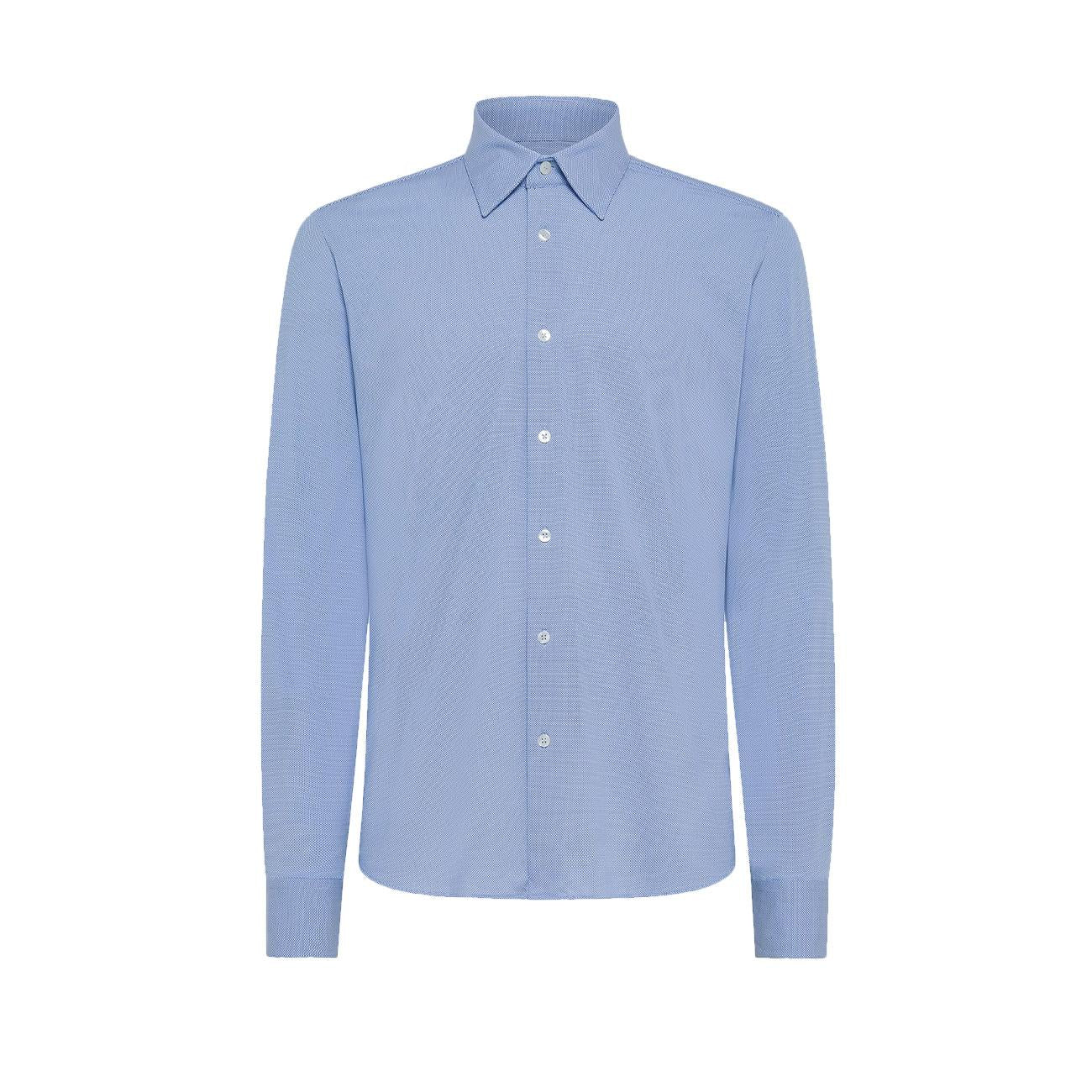 Camicia Oxford Jacquard Uomo Celeste 24253 V60 RRD 