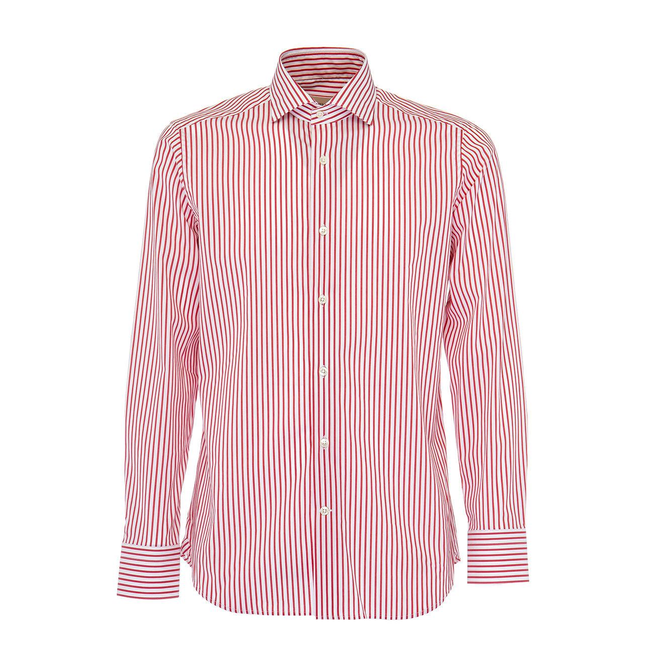 Camicia Riga Larga Slim Uomo Bianco Rosso GUG/1U9WFUR RL1BIANCO/ROSSO GUGLIELMINOTTI 