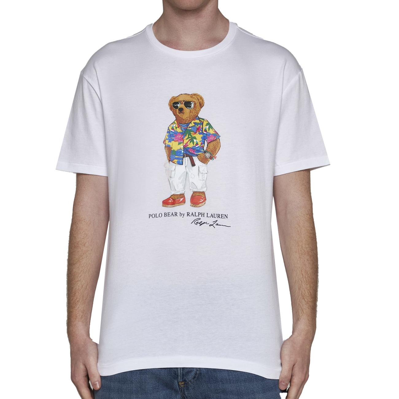 T-Shirt Orsetto Patch Uomo White Beach Club Bear 710854497 032 SP24 WHITE BEACH CLUB BEAR POLO RALPH LAUREN 