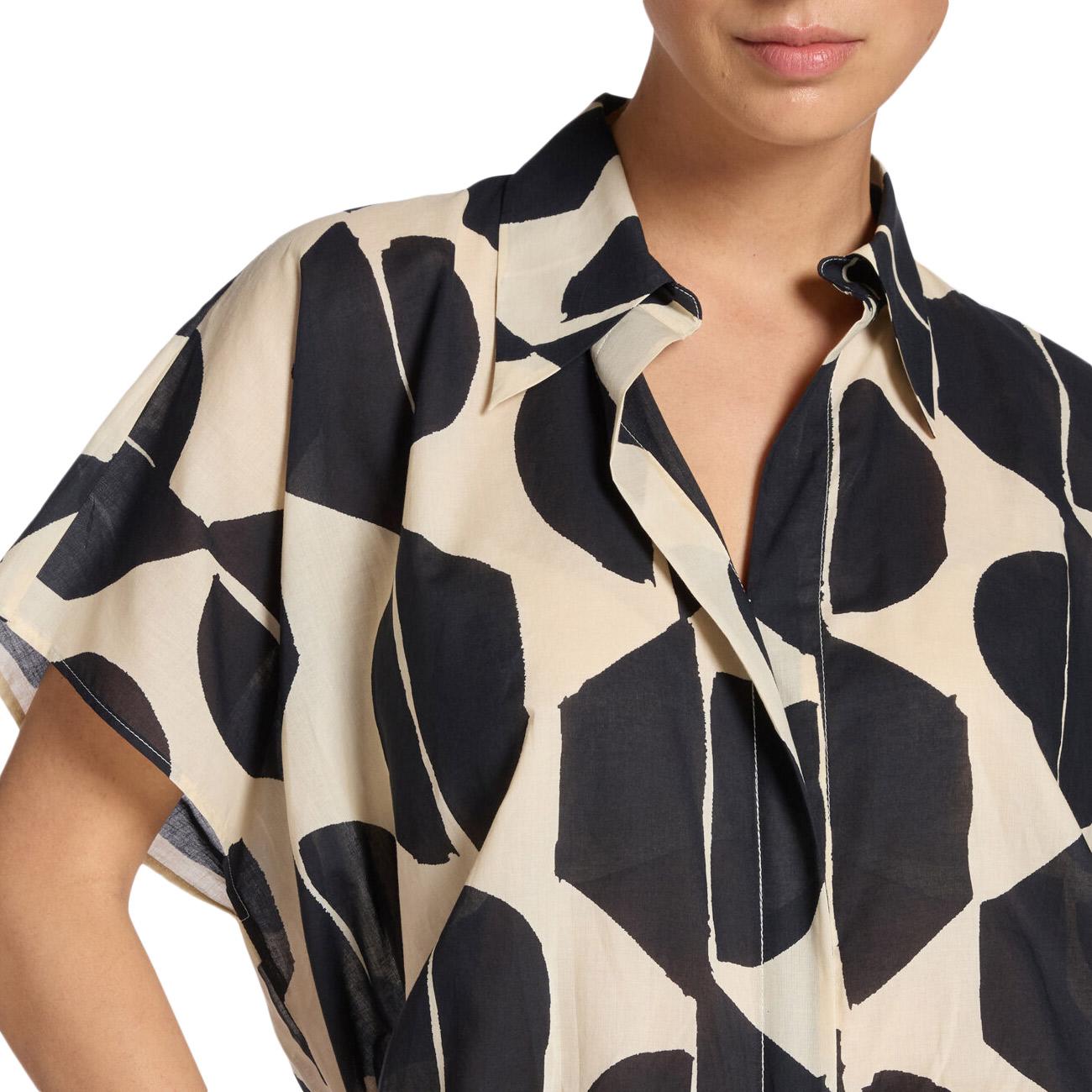 Camicia In Mussola Contone Stampata 5000E100115N 01 BIANCO/NERO ELENA MIRO' 